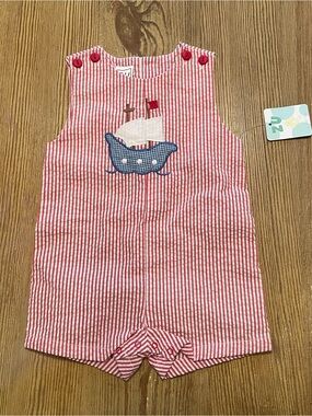NWT ZU Ship Boat Seersucker Jon Jon Romper